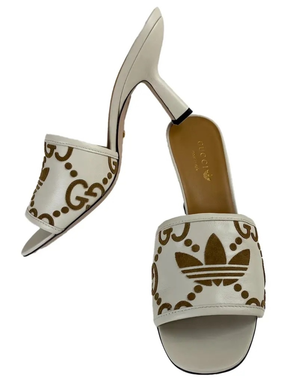 NIB Women's Gucci X Adidas Leather Logo Pumps Sandals Shoes 39.5 - Picture 2 of 7